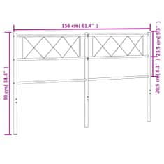 Greatstore Kovové čelo postele bílé 150 cm