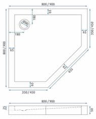 REA Sprchový kout axin 90x90 - chrom se sprchovou vaničkou diamond (KPL-K8779)