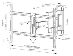 Neomounts WL40-550BL16/Držák displeje/na stěnu/40-65"/3 čepy/VESA 600X400/nosn. 40kg/černý