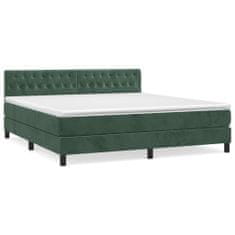 Greatstore Box spring postel s matrací tmavě zelená 180x200 cm samet