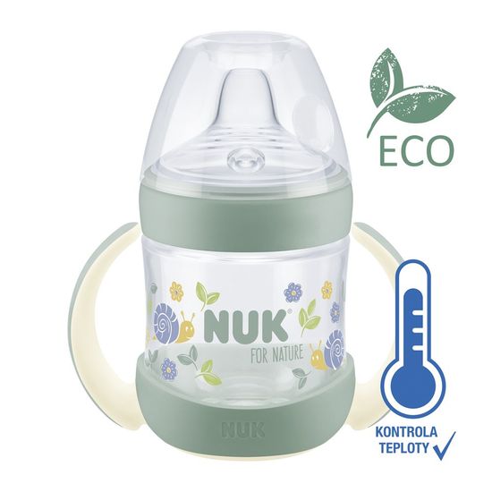 Nuk Láhev kojenecká For Nature na učení s kontrolou teploty, zelená 150 ml