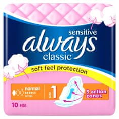 OEM Always Classic Sensitive 10 ks hygienických vložek s křidélky