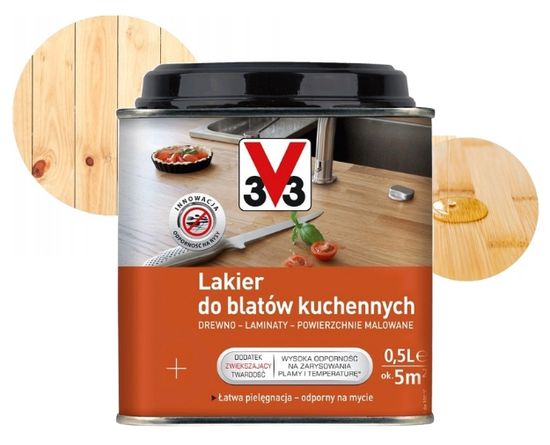 V33 Čirý lak na kuchyňské pracovní desky 0,5 l