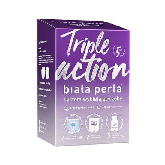 Sada pro domácí bělení zubů Triple Action bělící zubní pasta 30ml + bělící gel 50ml + oplachovací gel 100ml + formovací vaničky x3