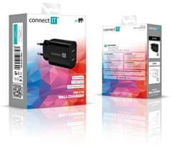 Connect IT Voyager2 nabíjecí adaptér 1×USB-C, 25W PD, černý (CWC-2070-BK)