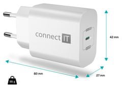 Connect IT Voyager2 nabíjecí adaptér 1×USB-C, 25W PD, bílý (CWC-2070-WH)