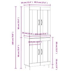 Vidaxl Skříň highboard šedá sonoma 69,5 x 34 x 180 cm kompozitní dřevo