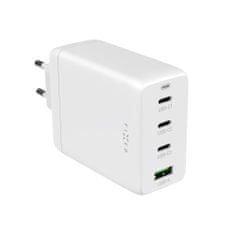 FIXED GaN nabíječka s 3xUSB-C a USB výstupem, podpora PD 3.0, 100W FIXCG100-3CU-WH, bílá