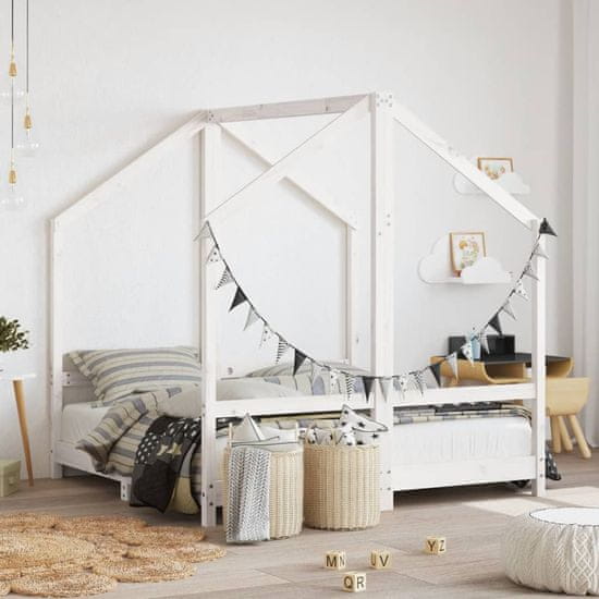 Greatstore Dětská postel bílá 2x (70 x 140) cm masivní borové dřevo
