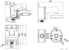 Hikvision držák pro kameru DS-1272ZJ-120B/ kompatibilní s kamerami serie D7xx