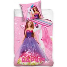 Carbotex Bavlněné ložní povlečení Barbie a jednorožec