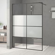 Vidaxl Sprchová zástěna walk-in černá 140x195 cm napůl mléčné ESG sklo