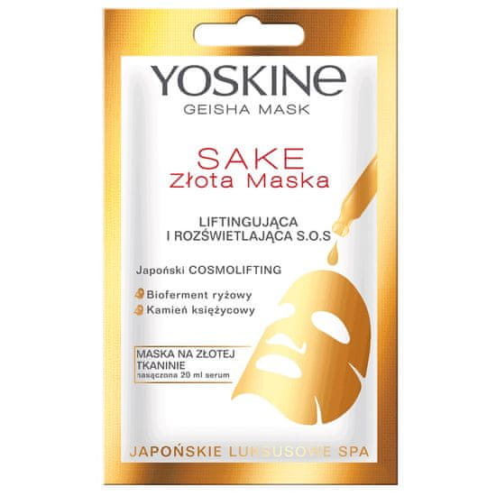 shumee Geisha Mask Sake liftingová a rozjasňující maska na zlaté látce SOS 20ml