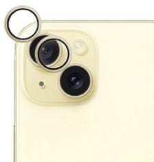 EPICO hliníkové ochranné sklo na čočky fotoaparátu pro iPhone 15 / 15 Plus 81112152400001 - žlutá