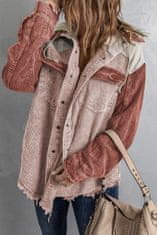 OMG! Dámská manšestrová bunda s kapucí Minuk růžová XXL