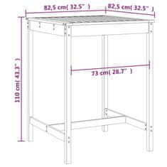 Vidaxl Zahradní stůl medově hnědý 82,5x82,5x110 cm masivní borovice