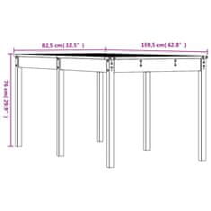 Vidaxl Zahradní stůl 159,5 x 82,5 x 76 cm masivní borové dřevo