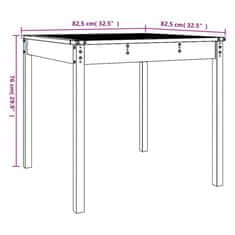 Vidaxl Zahradní stůl medově hnědý 82,5x82,5x76 cm masivní borové dřevo