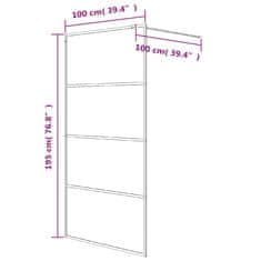 Vidaxl Sprchová zástěna walk-in černá 100 x 195 cm mléčné ESG sklo