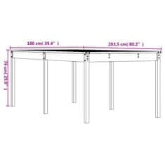 Vidaxl Zahradní stůl 203,5 x 100 x 76 cm masivní borové dřevo