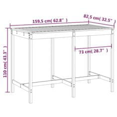 Vidaxl Zahradní stůl bílý 159,5 x 82,5 x 110 cm masivní borové dřevo