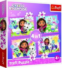 Trefl Puzzle 4v1 Gabbyina dobrodružství/Gabby´s Dollhouse 28,5x20,5cm v krabici 28x28x6cm