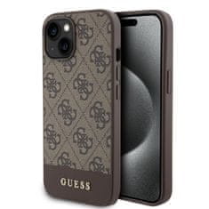 Guess  PU 4G Stripe MagSafe Zadní Kryt pro iPhone 15 Brown