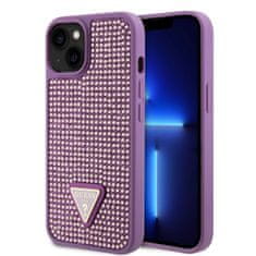 Guess  Rhinestones Triangle Metal Logo Kryt pro iPhone 15 Purple