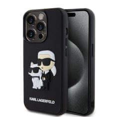 Karl Lagerfeld  3D Rubber Karl and Choupette Zadní Kryt pro iPhone 14 Pro Black