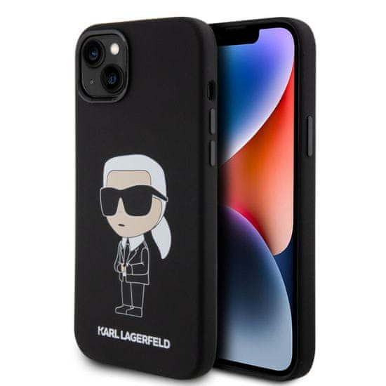 Karl Lagerfeld  Liquid Silicone Ikonik NFT Zadní Kryt pro iPhone 15 Plus Black