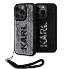 Karl Lagerfeld  Sequins Reversible Zadní Kryt pro iPhone 15 Pro Max Black/Silver