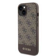 Guess  PU 4G Stripe MagSafe Zadní Kryt pro iPhone 15 Brown