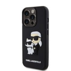 Karl Lagerfeld  3D Rubber Karl and Choupette Zadní Kryt pro iPhone 14 Pro Black