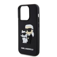 Karl Lagerfeld  3D Rubber Karl and Choupette Zadní Kryt pro iPhone 14 Pro Black