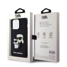 Karl Lagerfeld  3D Rubber Karl and Choupette Zadní Kryt pro iPhone 13 Pro Max Black