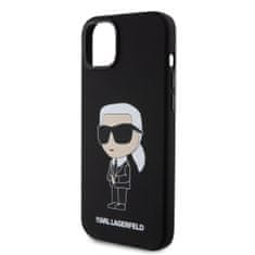 Karl Lagerfeld  Liquid Silicone Ikonik NFT Zadní Kryt pro iPhone 15 Plus Black