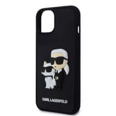 Karl Lagerfeld  3D Rubber Karl and Choupette Zadní Kryt pro iPhone 15 Plus Black