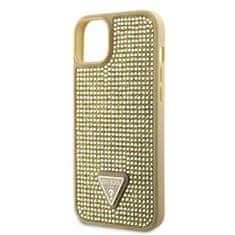 Guess  Rhinestones Triangle Metal Logo Kryt pro iPhone 15 Gold