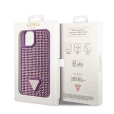 Guess  Rhinestones Triangle Metal Logo Kryt pro iPhone 15 Purple