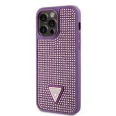 Guess  Rhinestones Triangle Metal Logo Kryt pro iPhone 15 Pro Max Purple