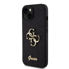 Guess  PU Fixed Glitter 4G Metal Logo Zadní Kryt pro iPhone 13 Black