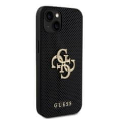 Guess  PU Perforated 4G Glitter Metal Logo Zadní Kryt pro iPhone 15 Black