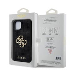 Guess  PU Perforated 4G Glitter Metal Logo Zadní Kryt pro iPhone 15 Black