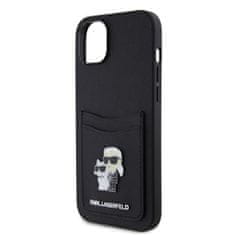 Karl Lagerfeld  PU Saffiano Card Slot Metal Karl and Choupette Zadní Kryt pro iPhone 15 Black