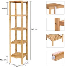 ModernHome Bambusový Koupelnový Regál Boho 146 Cm