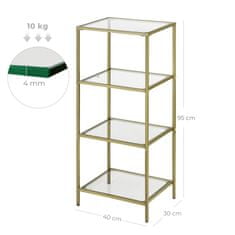 ModernHome Skleněný Regál Univerzální Zlatý 95 Cm Glamour