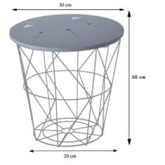 ModernHome Drátěný Stolek Učící Věž S Košem Šedý