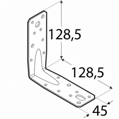 DOMAX KP9 - úhelník s prolisem 126x126x45x2,5 mm