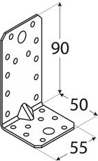 DOMAX KP3 - úhelník s prolisem 90x50x55x2,5 mm