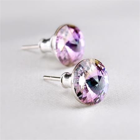 ART CRYSTELLA Náušnice "MADE WITH SWAROVSKI ELEMENTS", amethyst fialová, 8 mm, 1800XKE008T